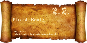 Minich Remig névjegykártya